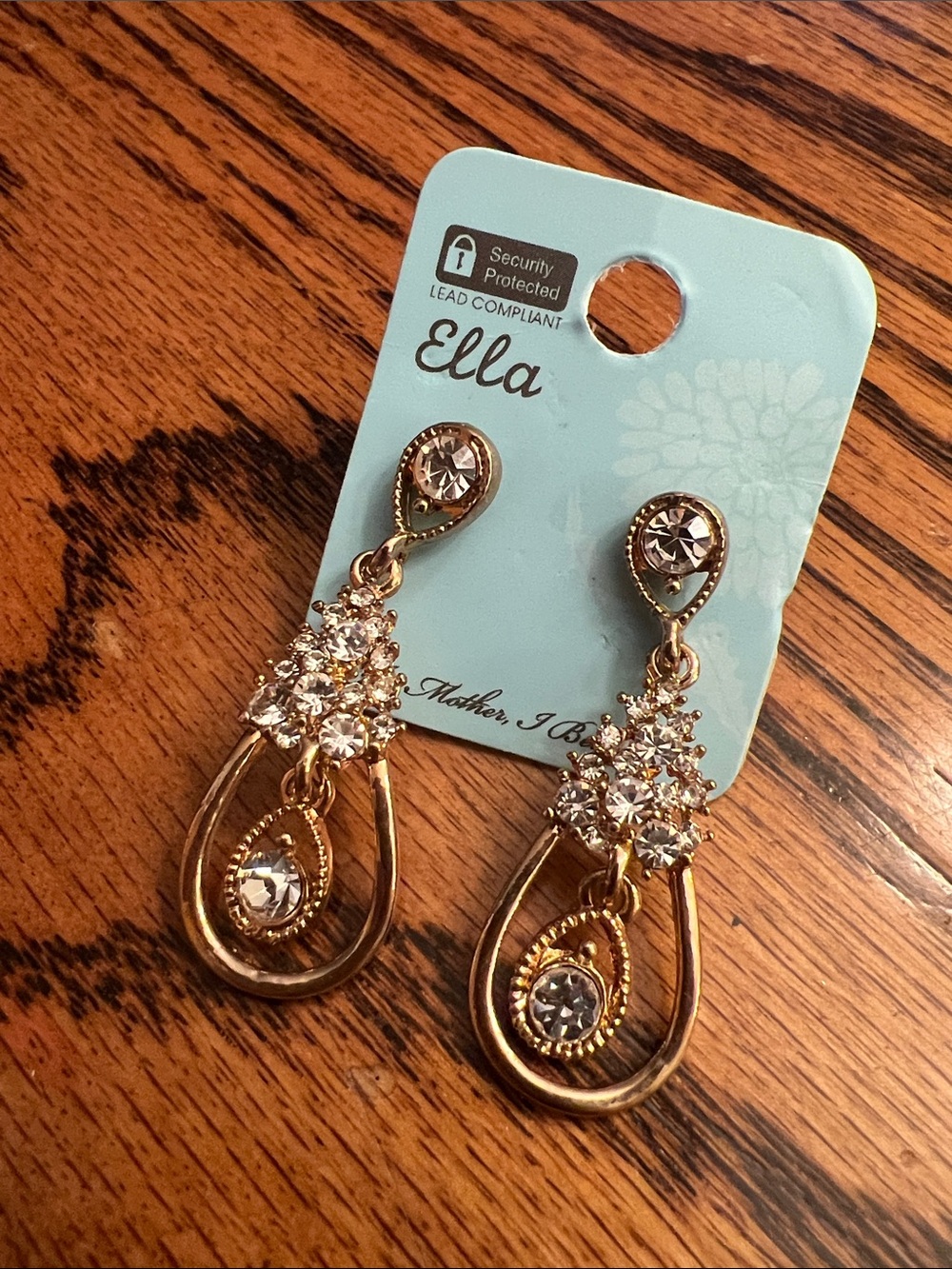 Ella Gold Rhinestone Crystal Cluster Dangle Teardrop Stud Earrings Indian Boho